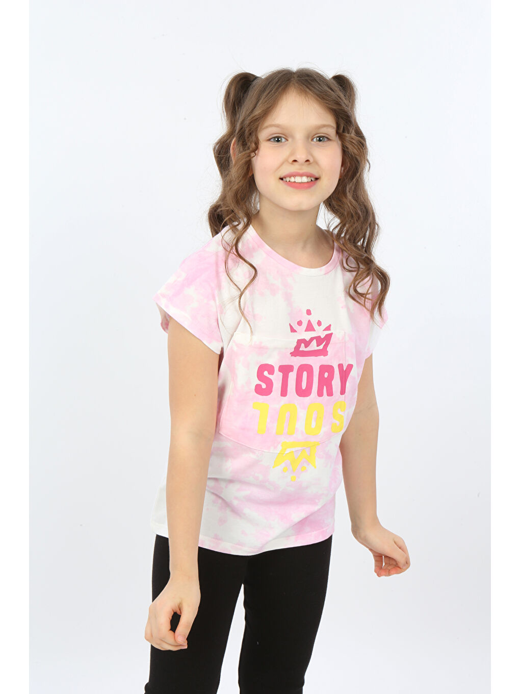 Pembe Kız Çocuk Story Soul Baskılı Tişört-5