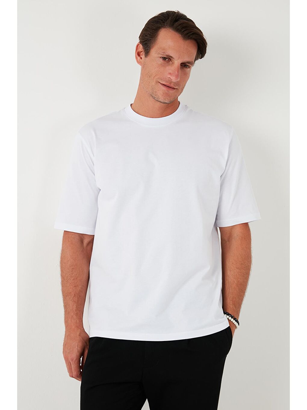 Buratti Kar Melanj Pamuklu Oversize Bisiklet Yaka Basic Erkek T Shirt 5902365 - 2