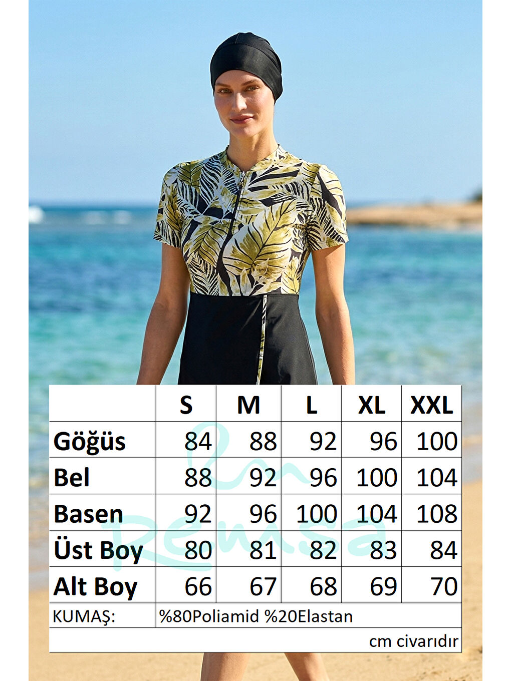 Kısa Kollu Elastanlı Yarı Kapalı Mayo 6550 Siyah03-4