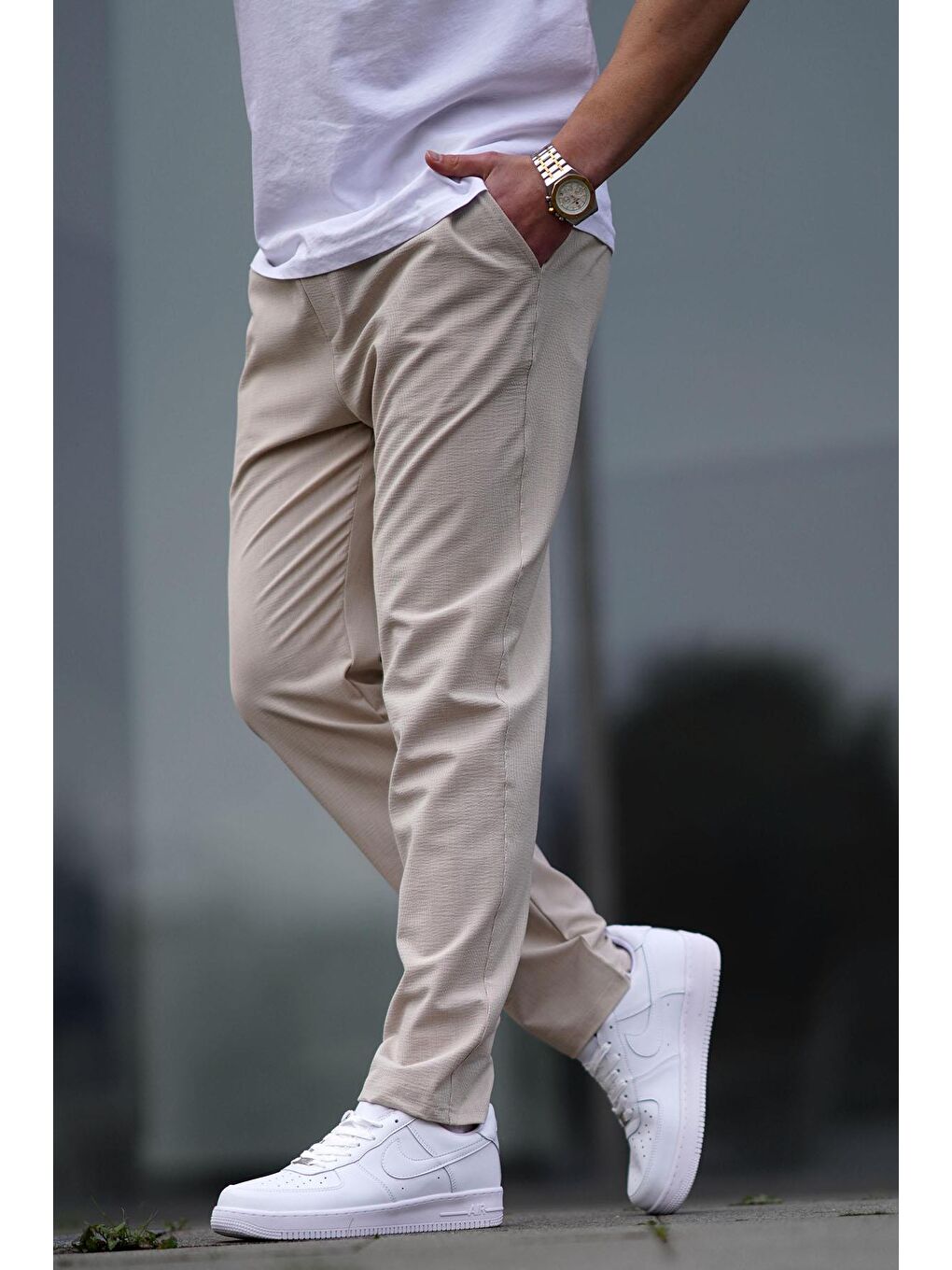 Bej Düz Paça Erkek Pantolon 06530