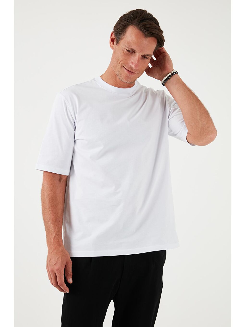 Buratti Kar Melanj Pamuklu Oversize Bisiklet Yaka Basic Erkek T Shirt 5902365 - 4