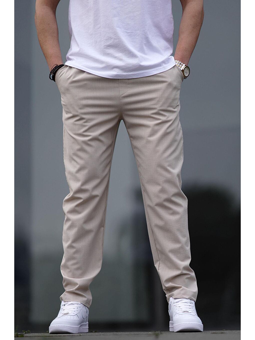 Bej Düz Paça Erkek Pantolon 06530-1