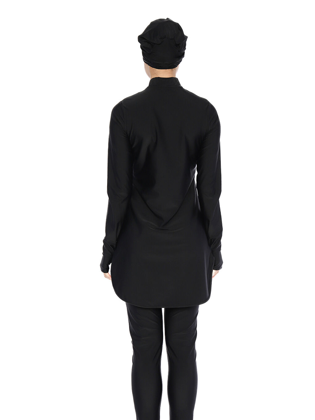 Elastanlı Yarım Fermuarlı Bilek Geçirme Detay Tam Kapalı Tesettür Mayo 6174 Siyah01-3