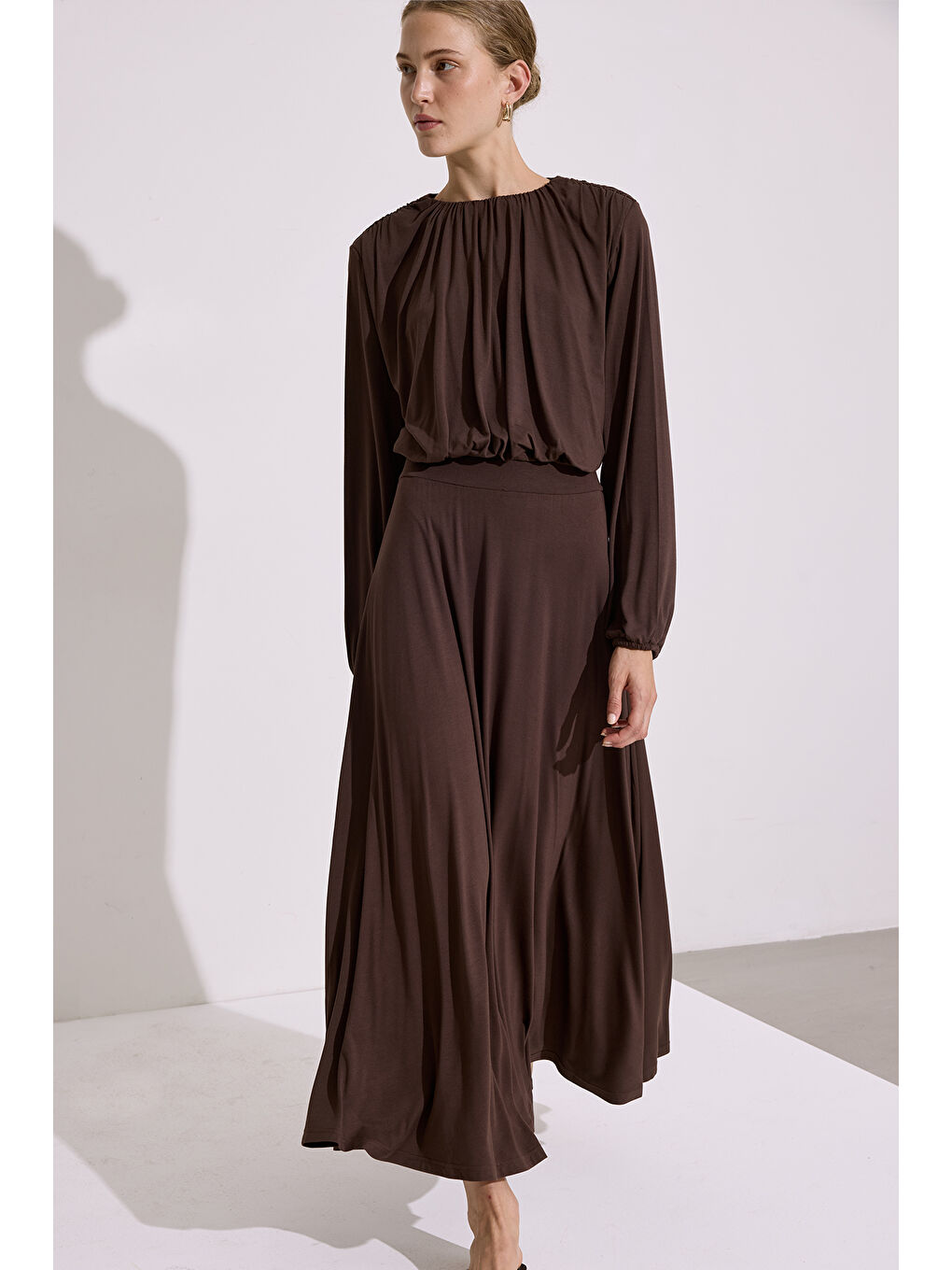 Dökümlü Etek Kahverengi