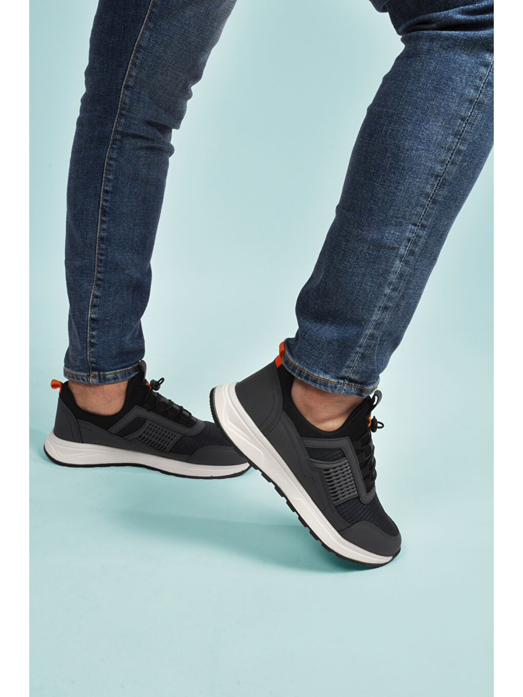 Gri Füme Hafif Esnek Kilit Bağcıklı Erkek Spor Ayakkabı Nans 6006 M-2