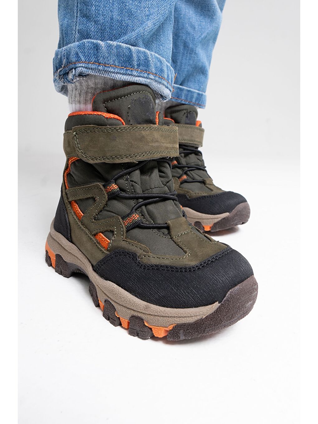 Erkek Çocuk Haki Hakiki Deri Anatomik Günlük Bot-3