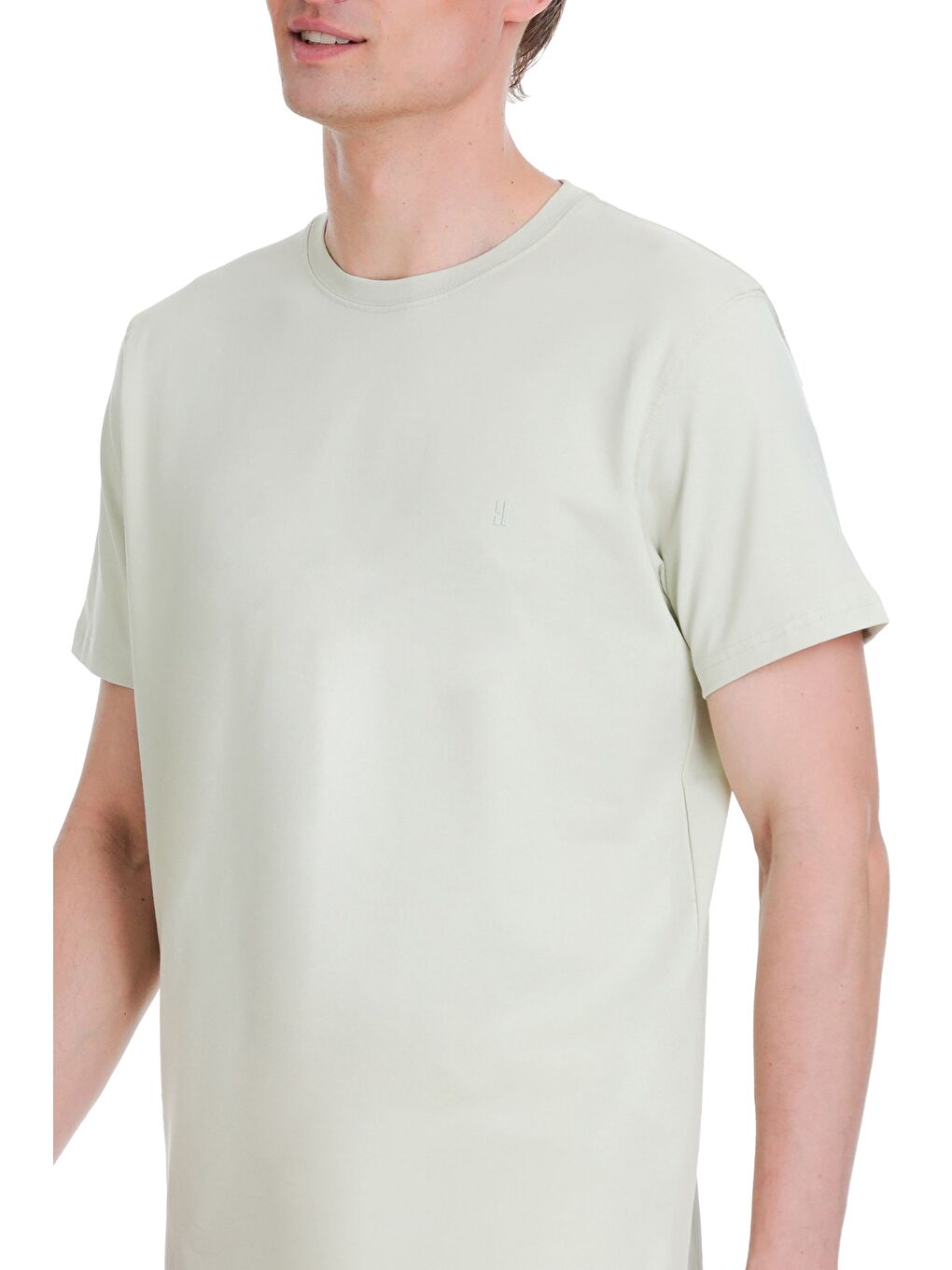 Yeşil Regular Fit Bisiklet Yaka Pamuklu %100 Pamuk Tişört-3