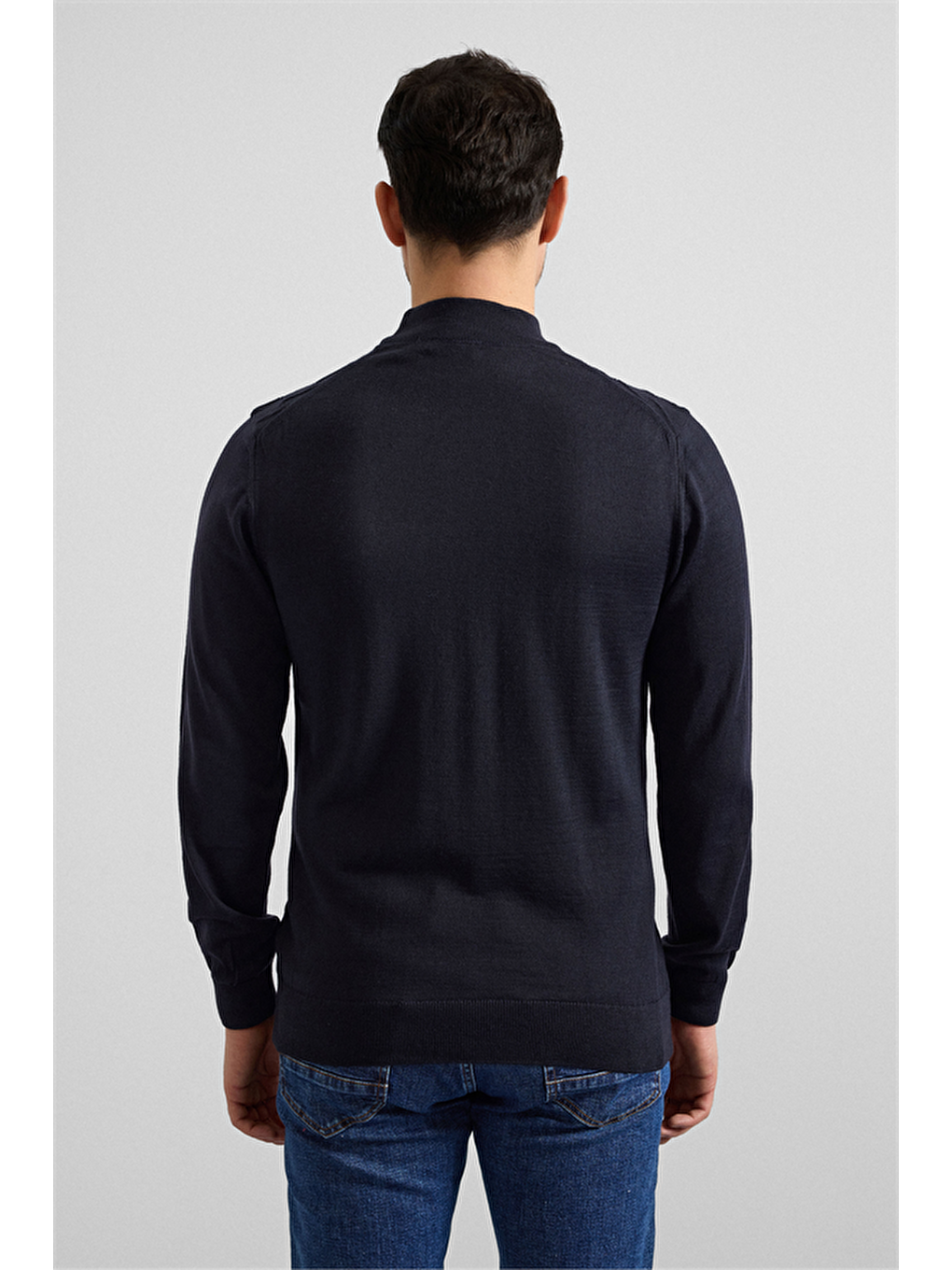 Lacivert Regular Yarım Balıkçı Yaka Kazak-3