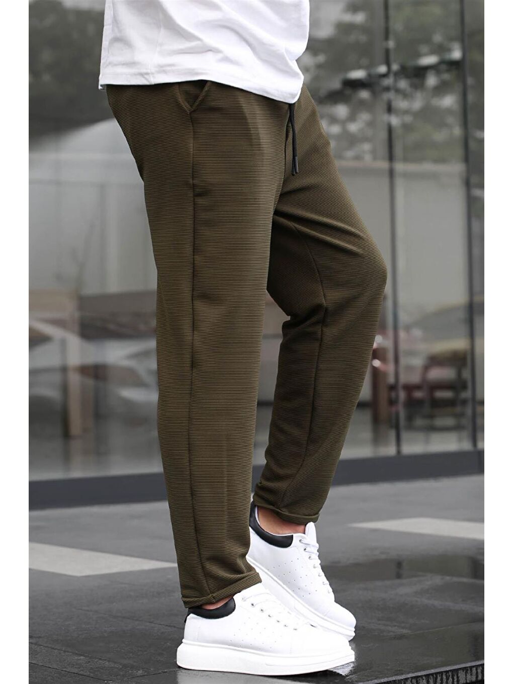 Haki Basic Waffle Kumaş Erkek Pantolon 6509-1