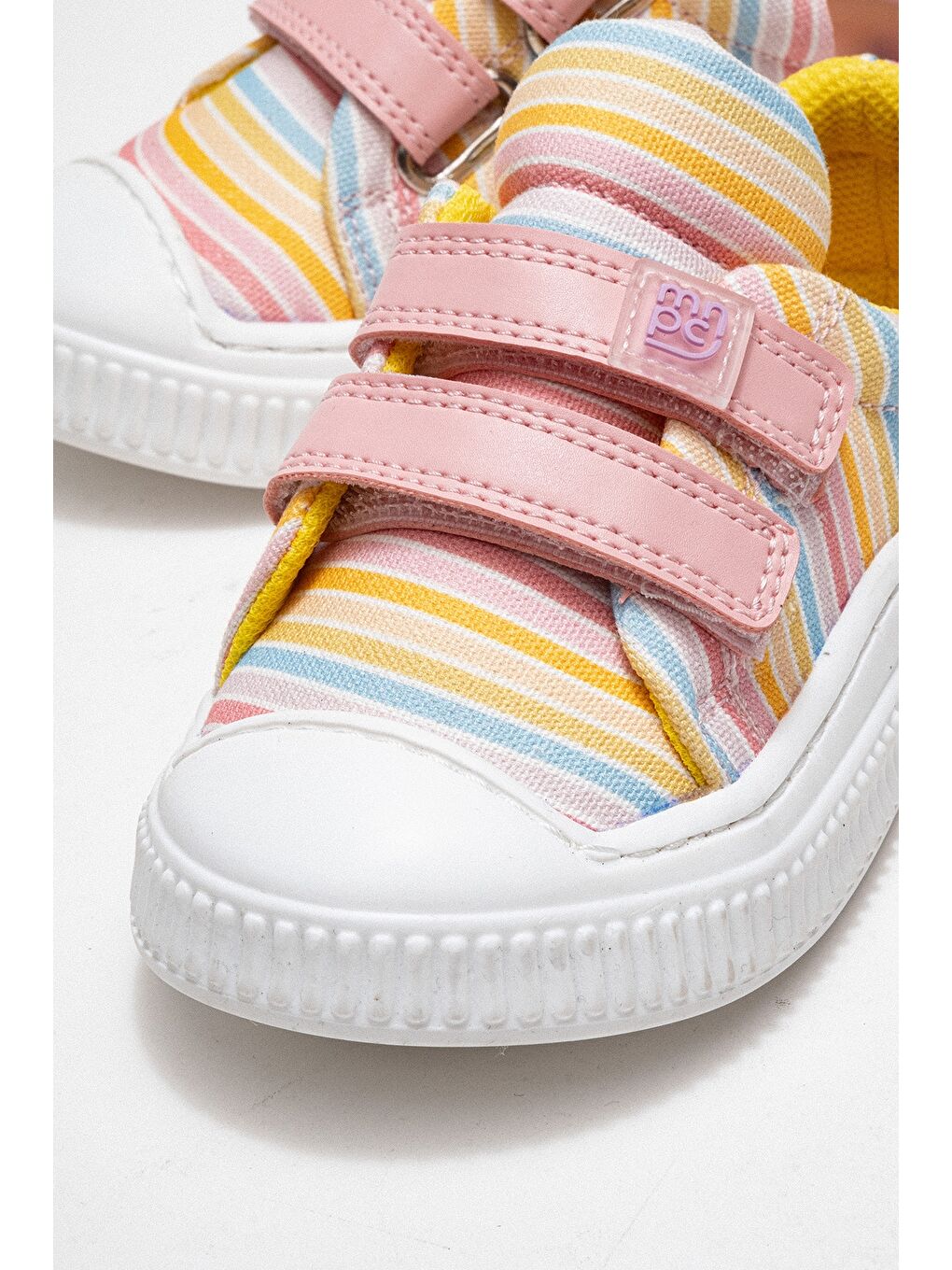 Pembe Kız Çocuk Pudra Çizgili Sneaker Ayakkabı-1