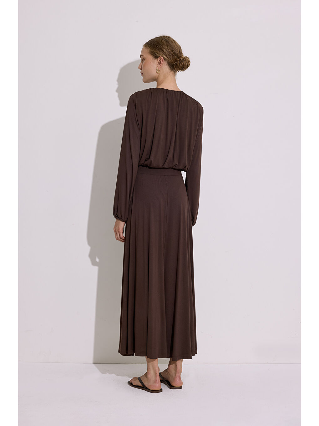 Dökümlü Etek Kahverengi-4