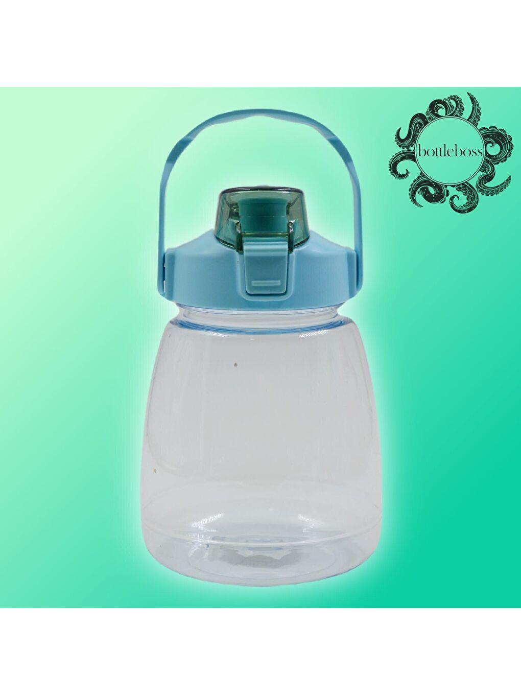 BottleBoss Yeşil Taşıma Askılı Pipetli Şeffaf Matara 1200 Ml Sticker HEDİYELİ Yeşil