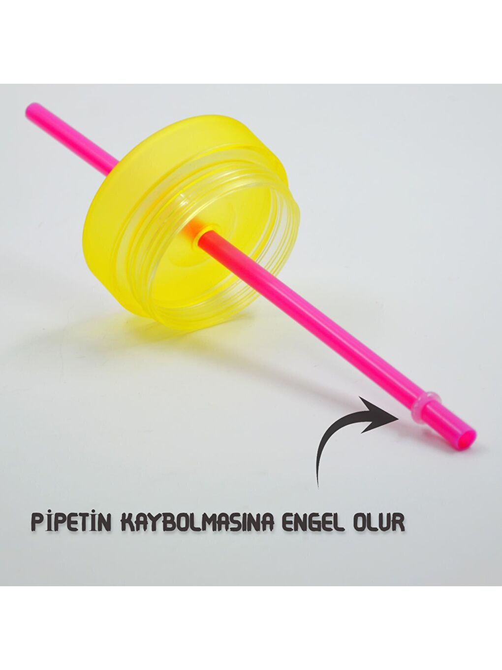 BottleBoss Sarı Çift Katmanlı Pipetli Çift Renkli Sızdırmaz Bardak Matara 470 Ml Sarı - 2