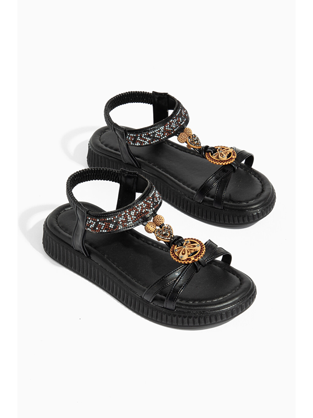 Siyah Leo Günlük Ortopedik Kadın Sandalet