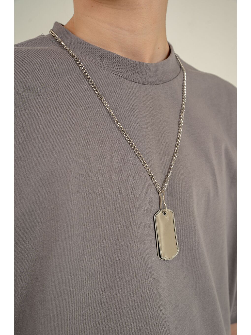 Gri Athletic Arma Nakışlı Kolyeli Erkek Çocuk Şort - Tişört Takımı-3