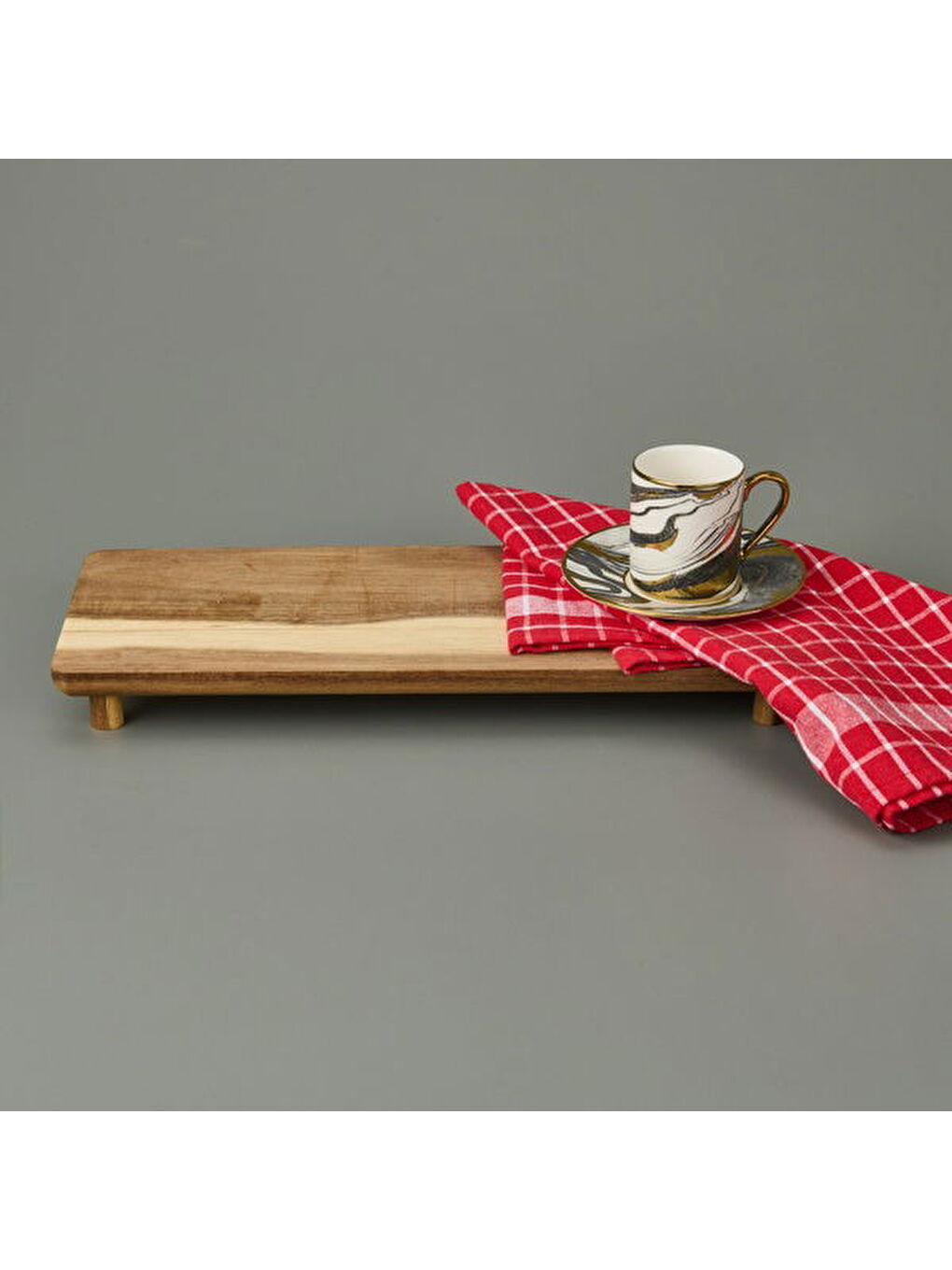 Ayaklı Sunum Tahtası - Kahverengi - 36x14,5x4 cm-2