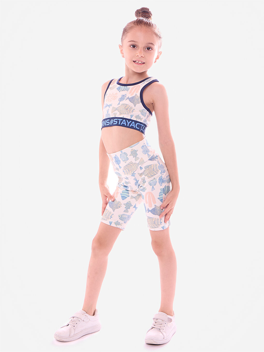 Mavi Marinya Şort Crop Atlet Takım
