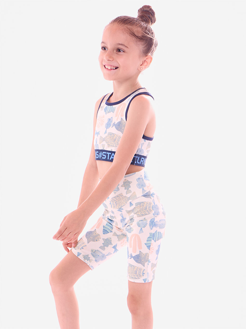 Mavi Marinya Şort Crop Atlet Takım-1