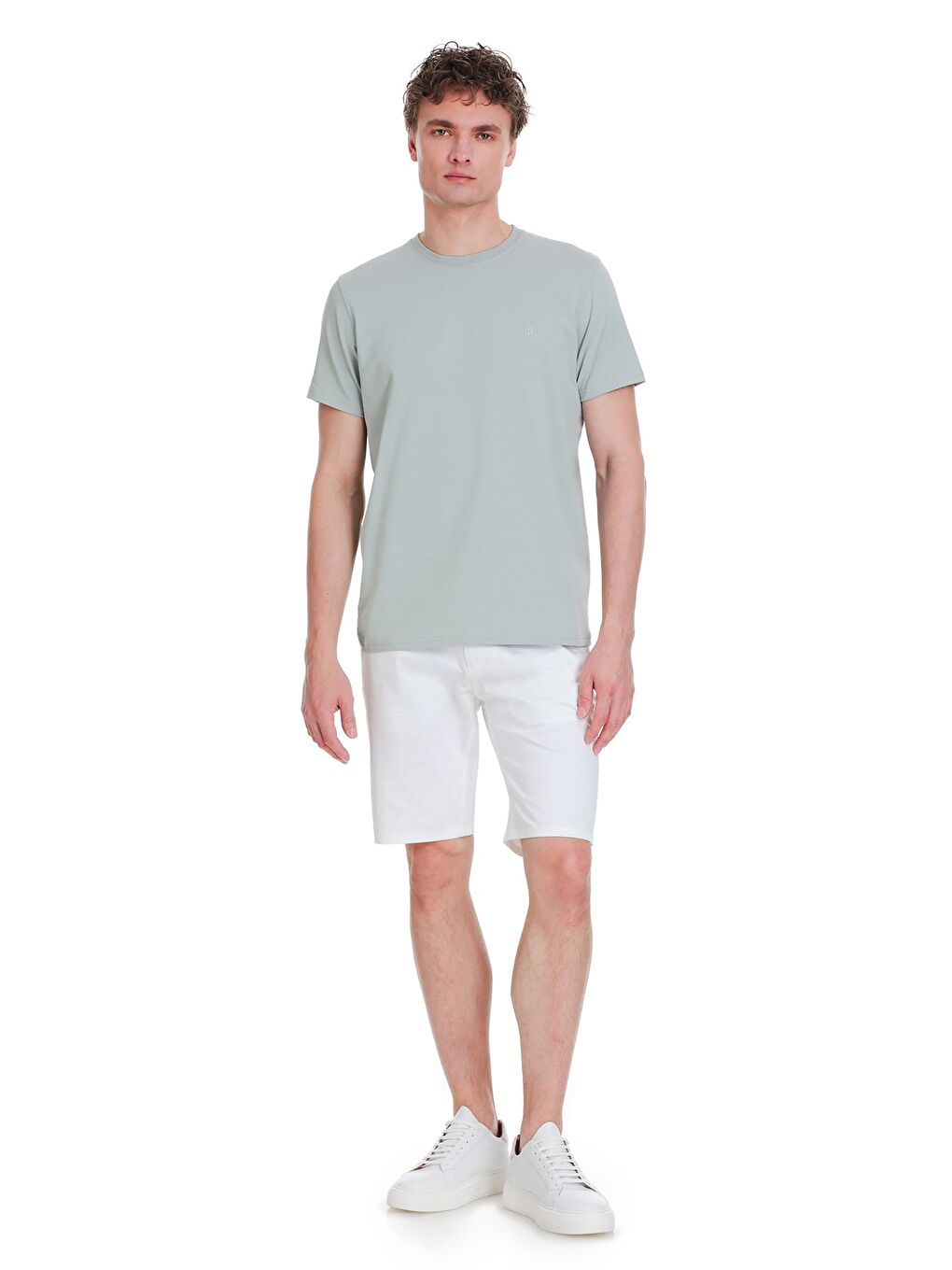 Gri Regular Fit Bisiklet Yaka Pamuklu %100 Pamuk Tişört-1