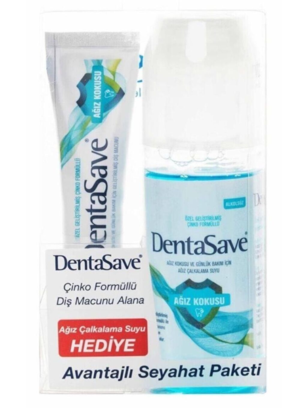 Dentasave Renksiz Çinko Formüllü Diş Macunu + Ağız Bakım Suyu Seyahat Paketi