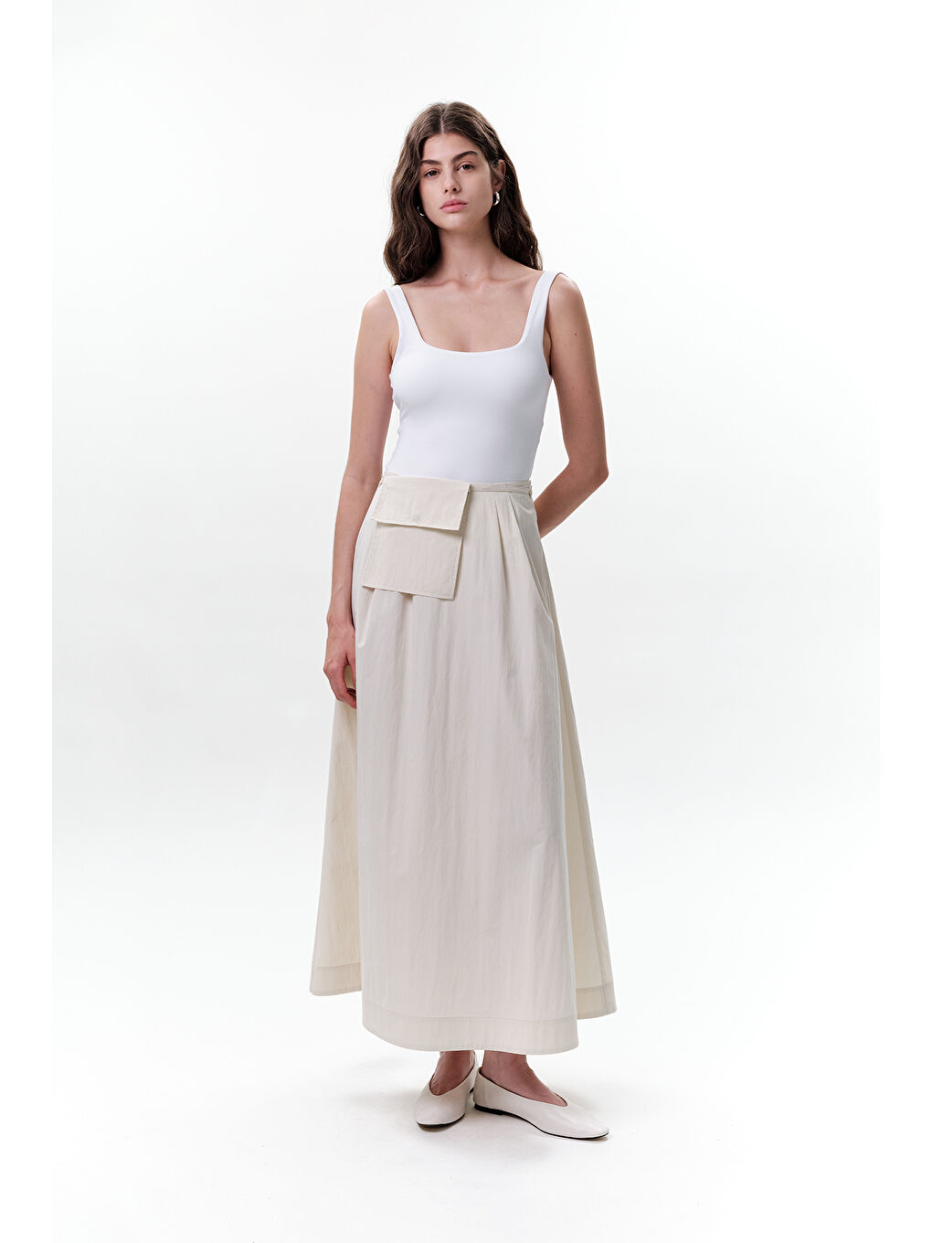 Bej Cep Kemerli Etek Taş-4