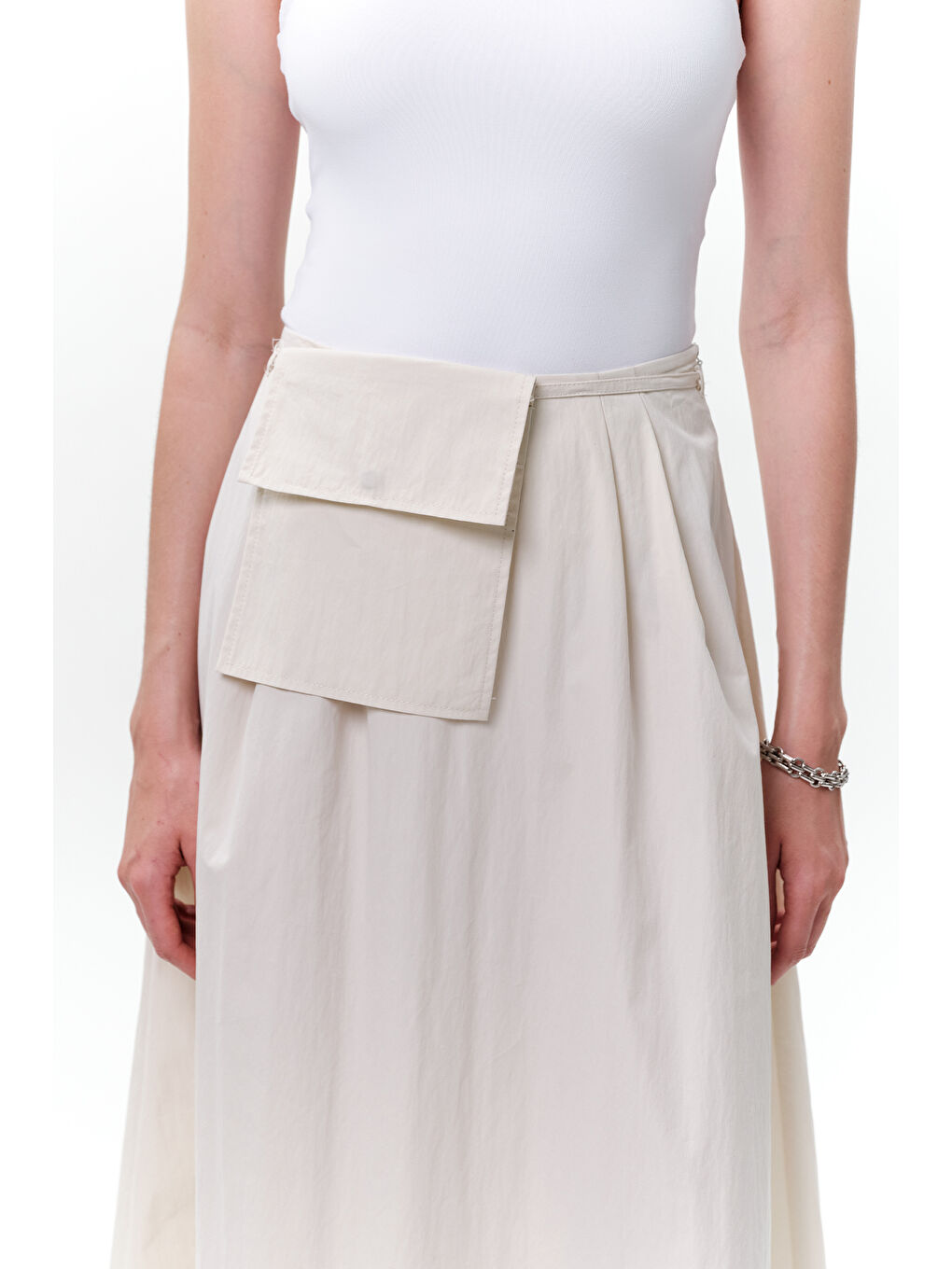 Bej Cep Kemerli Etek Taş-5