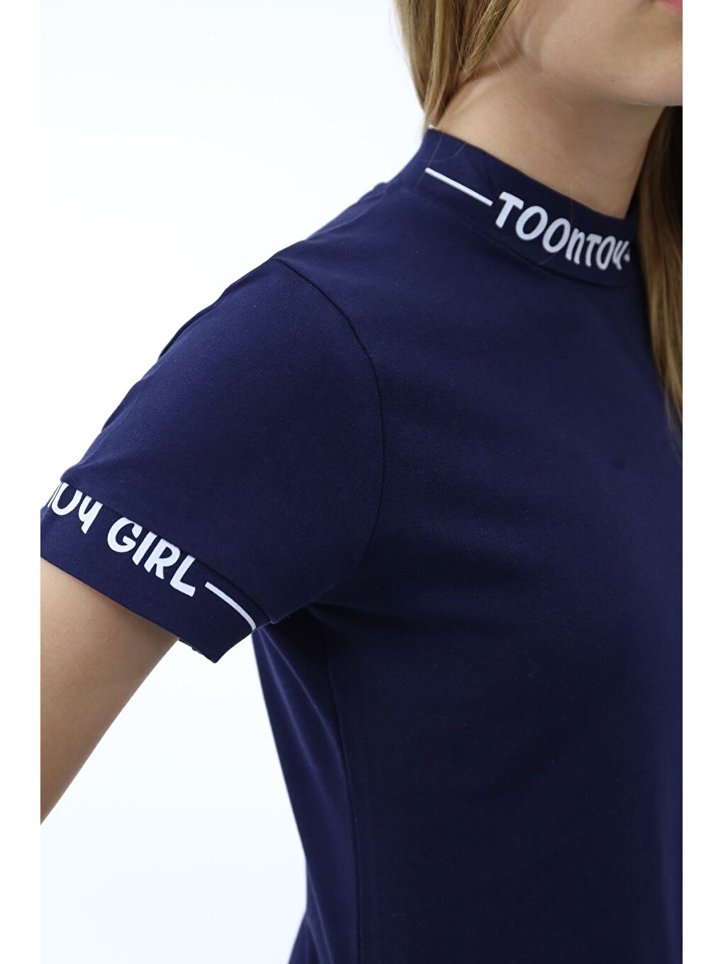 Lacivert Kız Çocuk Okul Tişört-1