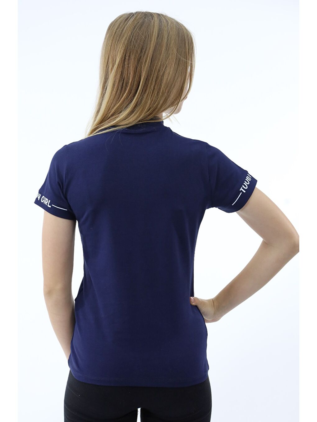 Lacivert Kız Çocuk Okul Tişört-2