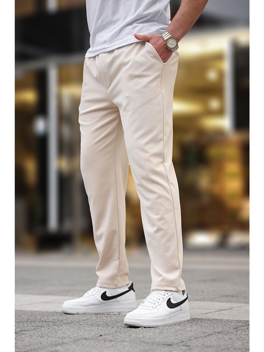 Bej Düz Paça Erkek Pantolon E6556