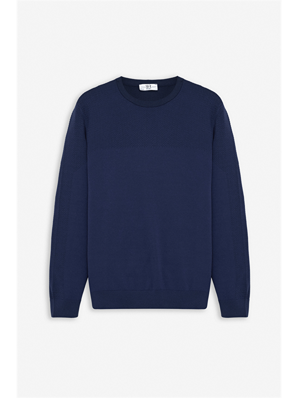 Lacivert Regular Bisiklet Yaka Kazak-6