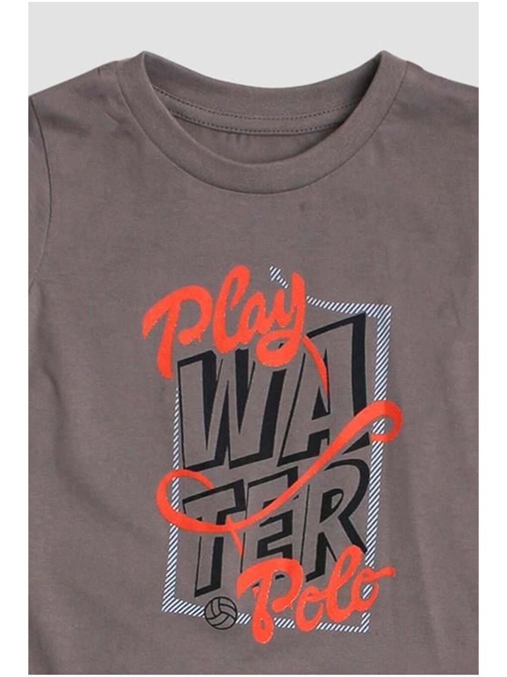 Antrasit Play Polo Yazı Baskılı 2'li Tişört Alt Üst Takım-2