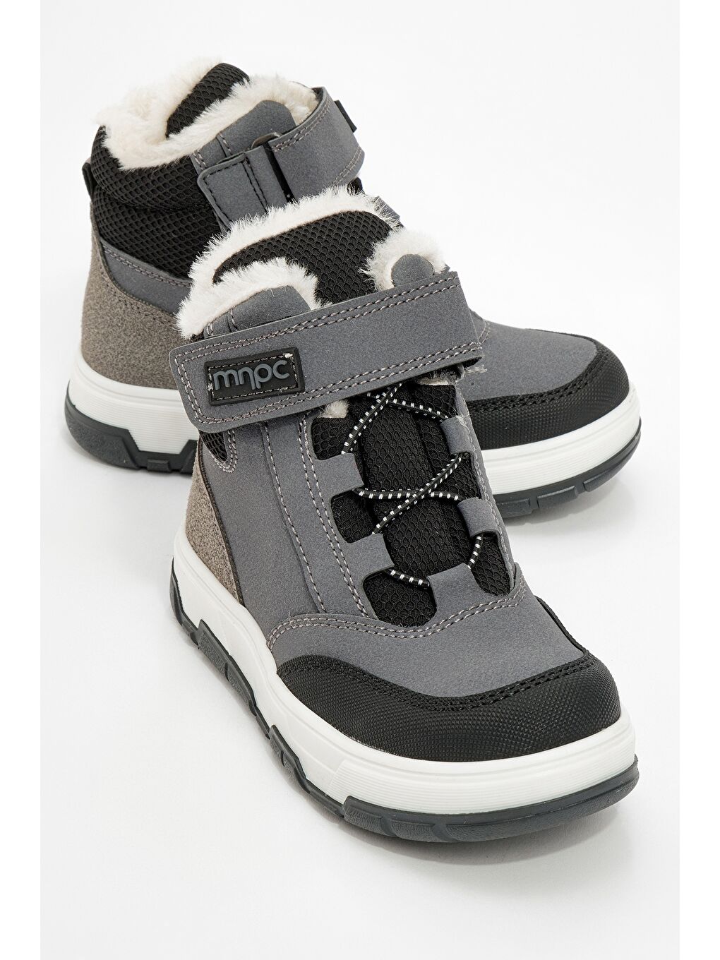 Erkek Çocuk Gri Suni Deri Suya Dayanıklı Anatomik Günlük Bot-1