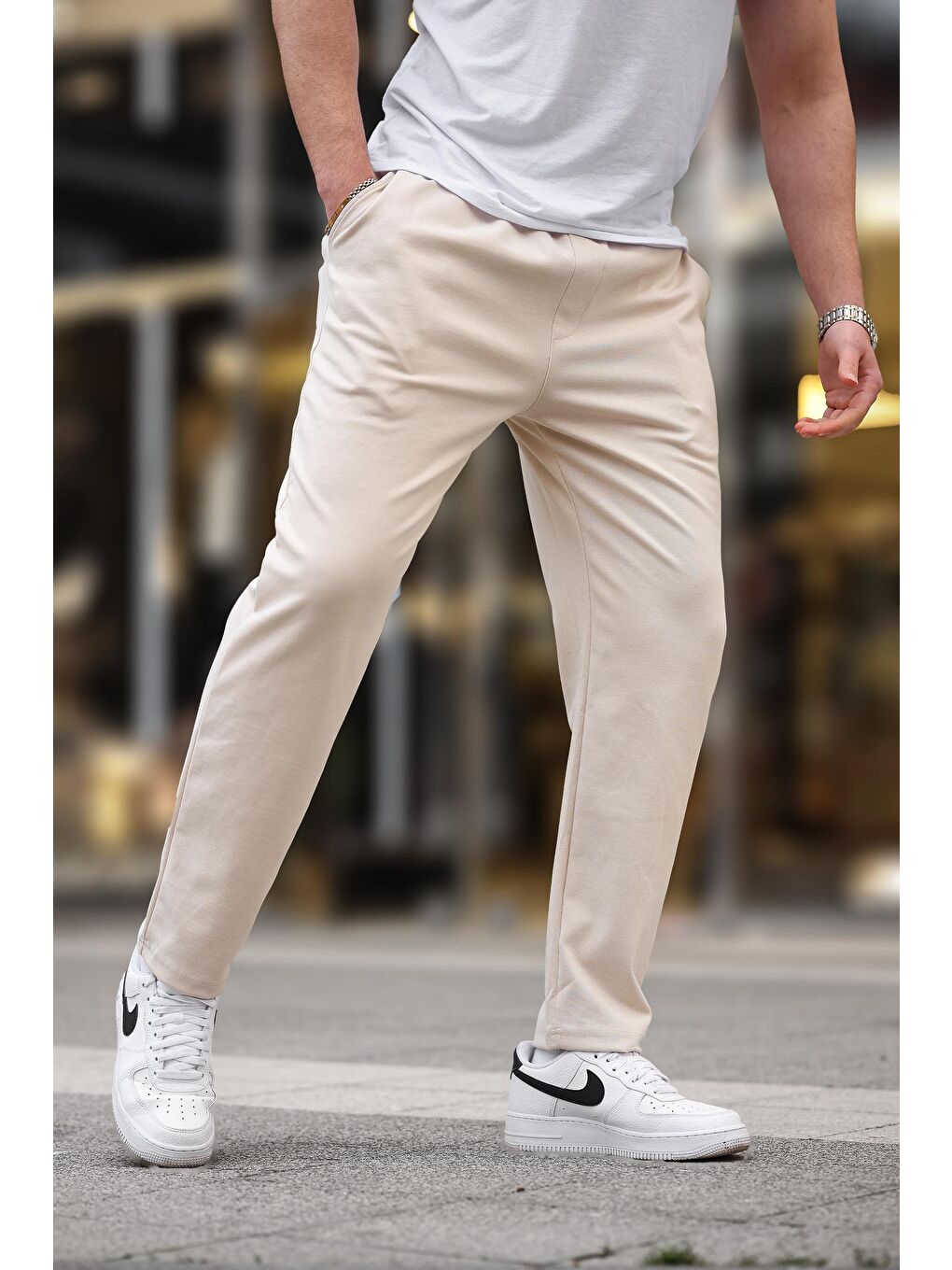 Bej Düz Paça Erkek Pantolon E6556-2