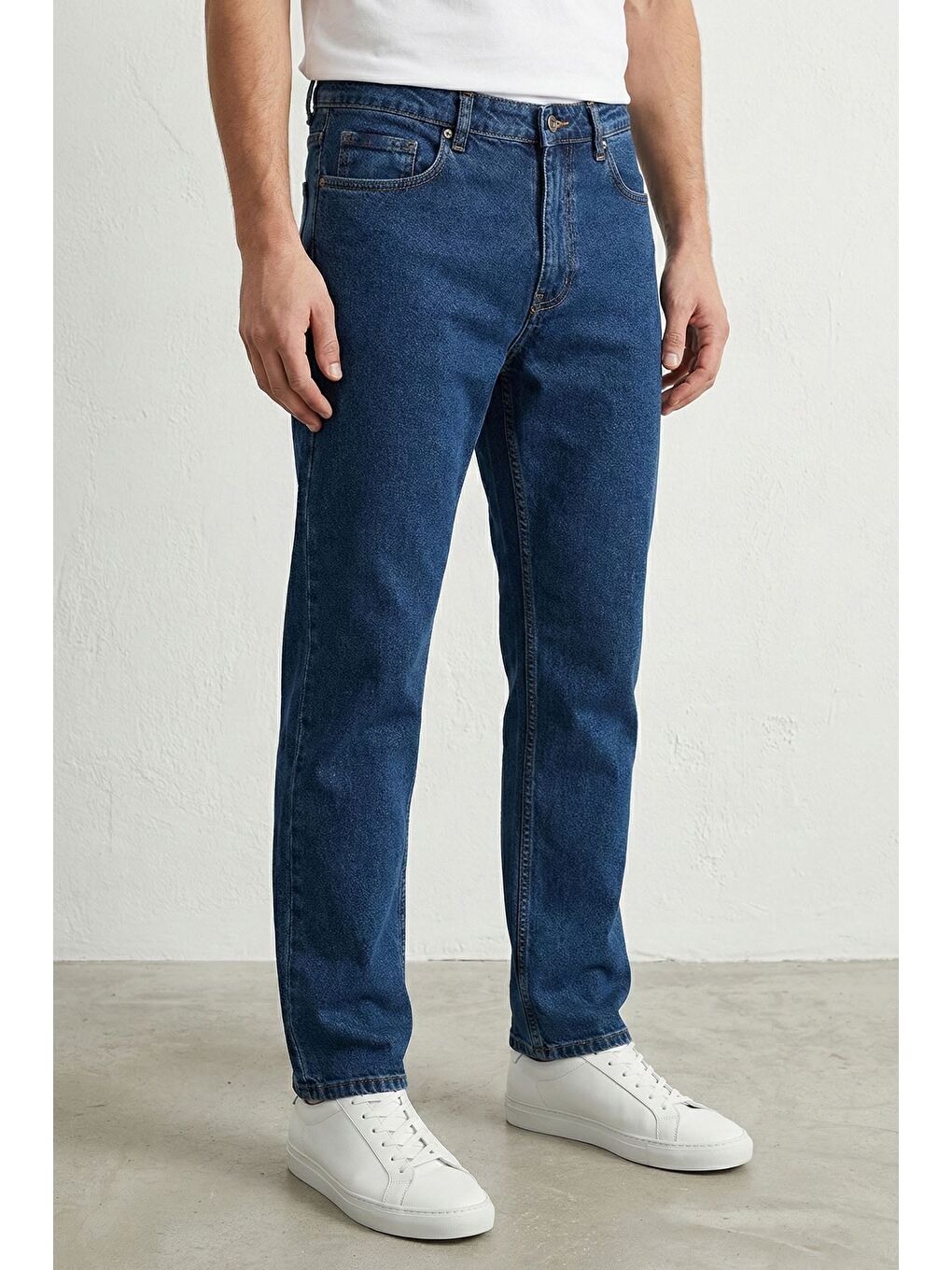 Lacivert Erkek Yüksek Bel Baggy Jean Pantolon