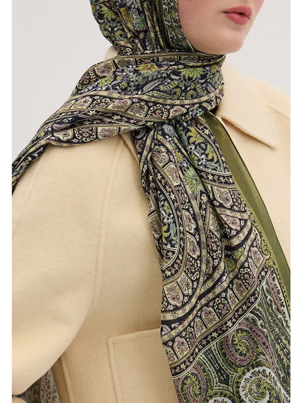 Nordıc Paısley Desen Şal Yeşil-2