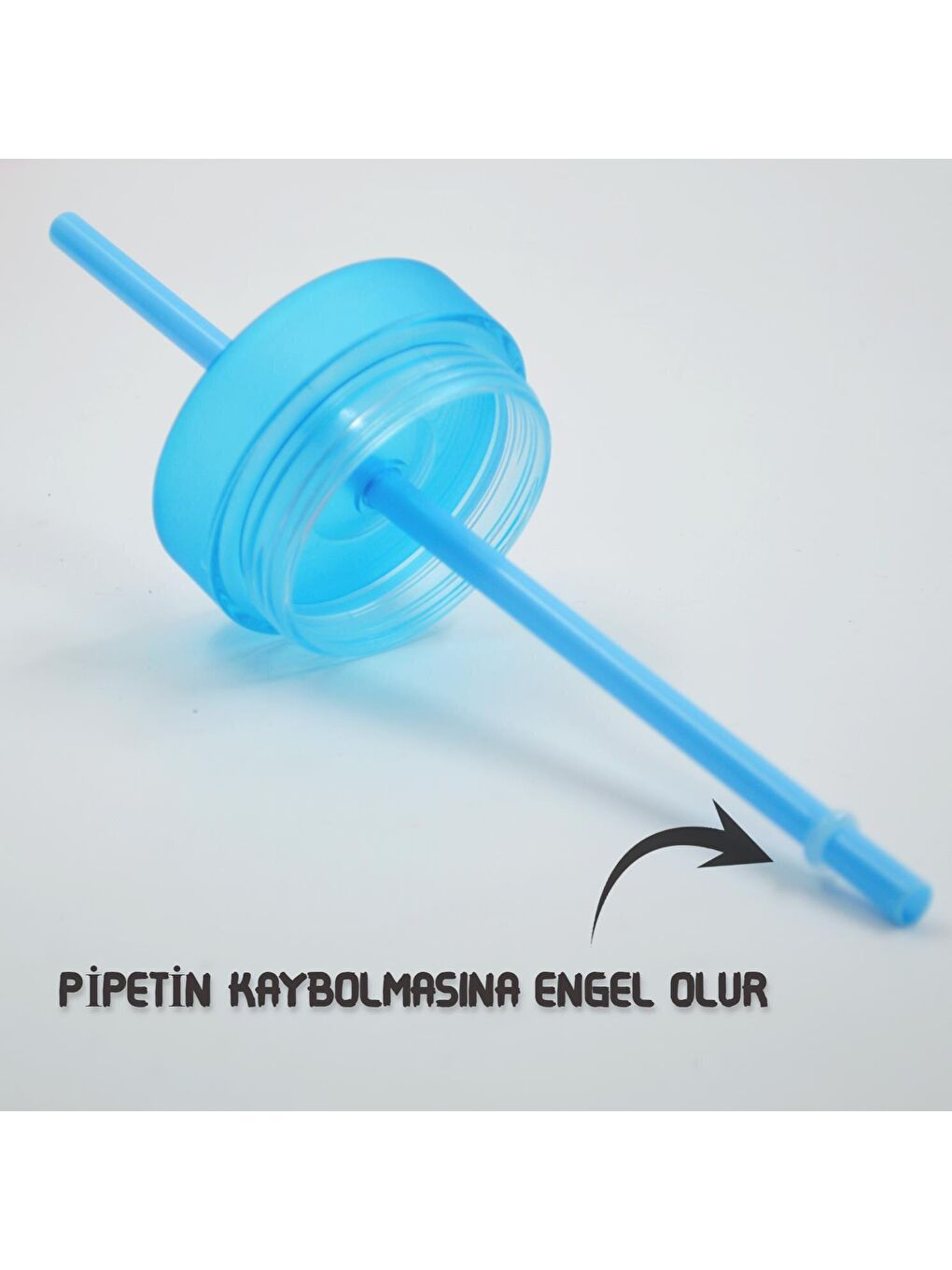 BottleBoss Mavi Çift Katmanlı Pipetli Çift Renkli Sızdırmaz Bardak Matara 470 Ml Mavi - 2