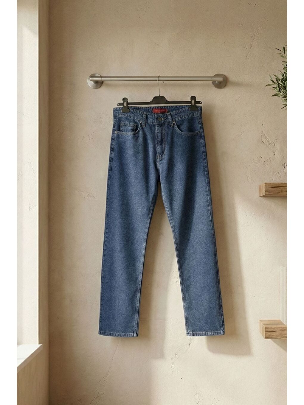 Lacivert Erkek Yüksek Bel Baggy Jean Pantolon-2
