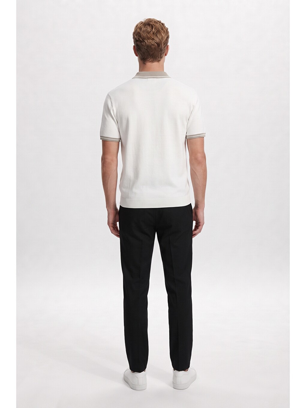 Comfort Fit Siyah Keten Karışımlı Chino Pantolon-1