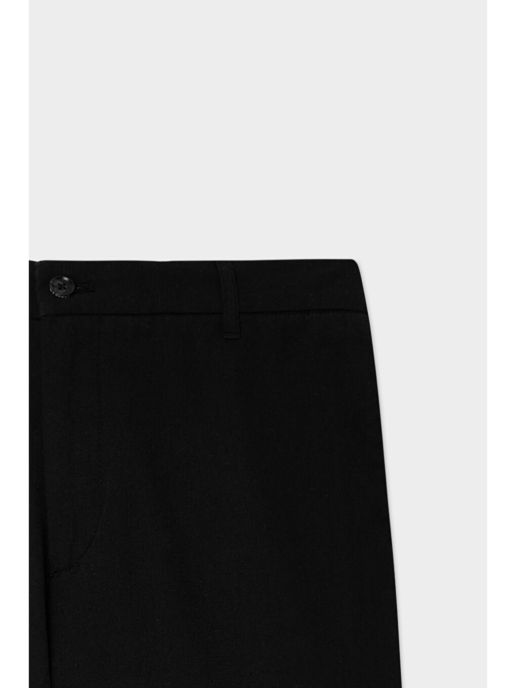 Comfort Fit Siyah Keten Karışımlı Chino Pantolon-4
