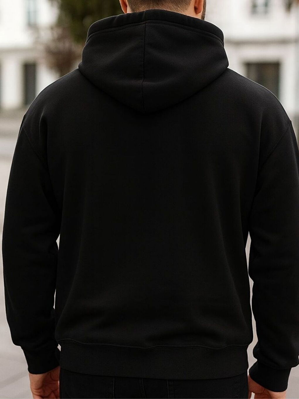 Unisex Kadın Erkek Oversize Black Özel Tasarım Baskılı Kapüşonlu Siyah Sweatshirt-1