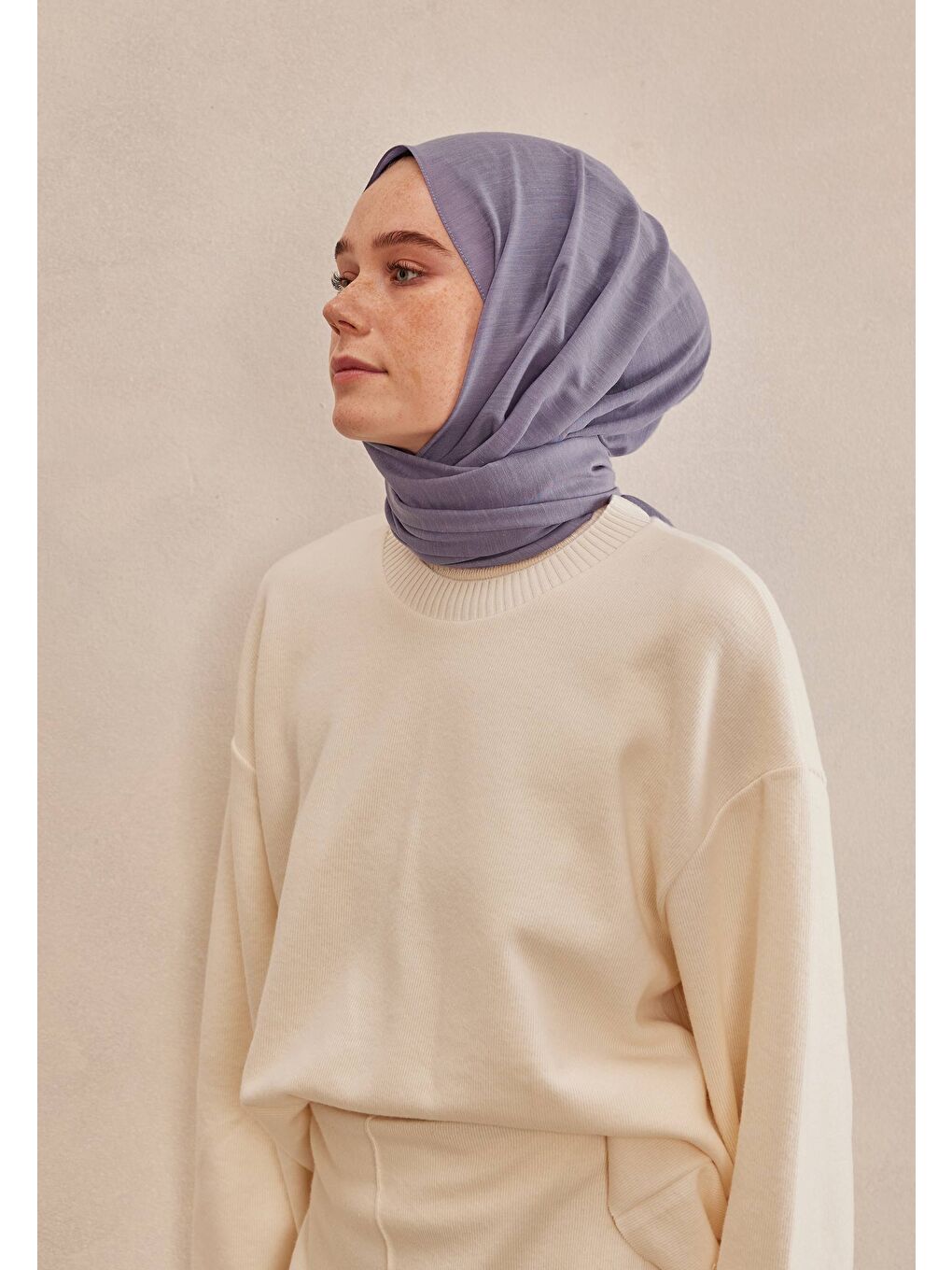 Lila Cozy Pamuk Şal Lavanta-2