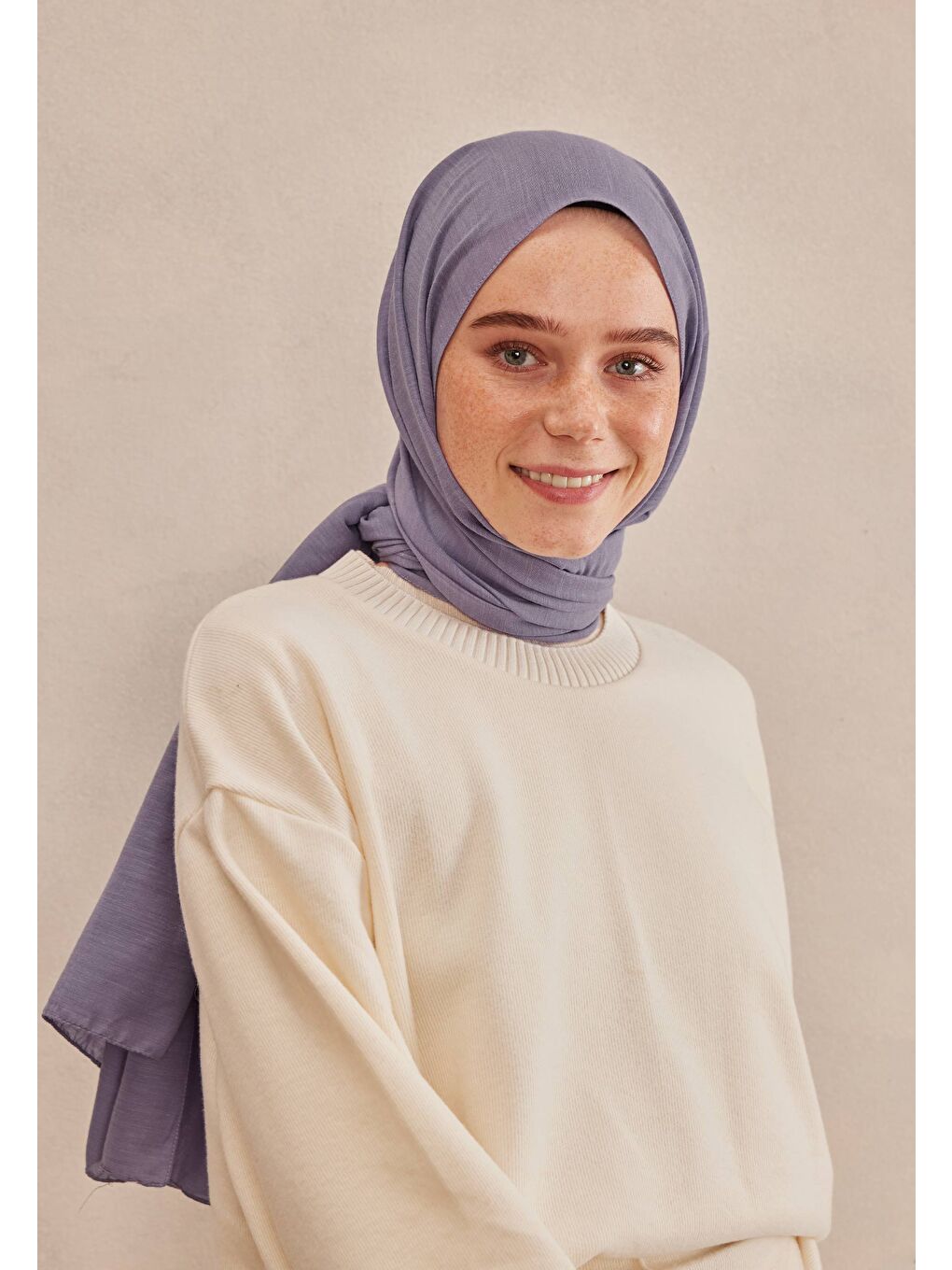 Lila Cozy Pamuk Şal Lavanta-3