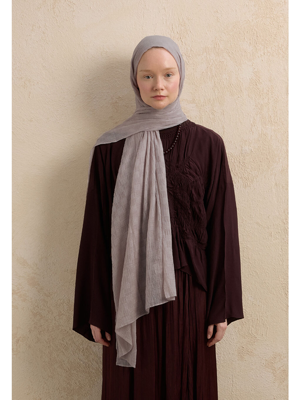 Gri Modal Damalı Şal Gümüş-2