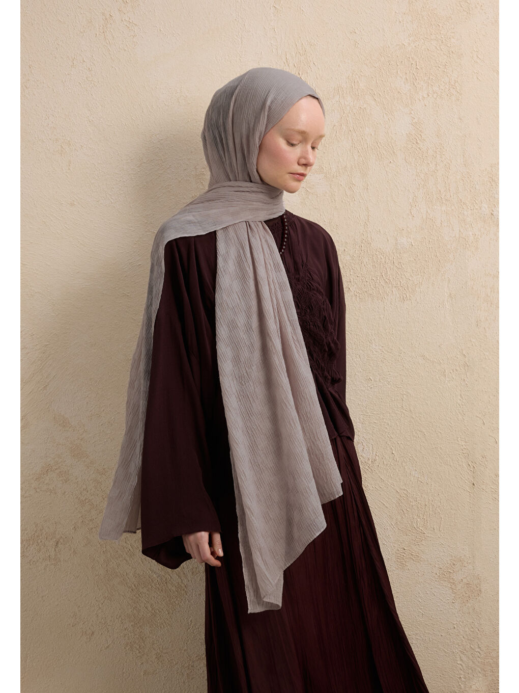 Gri Modal Damalı Şal Gümüş-3