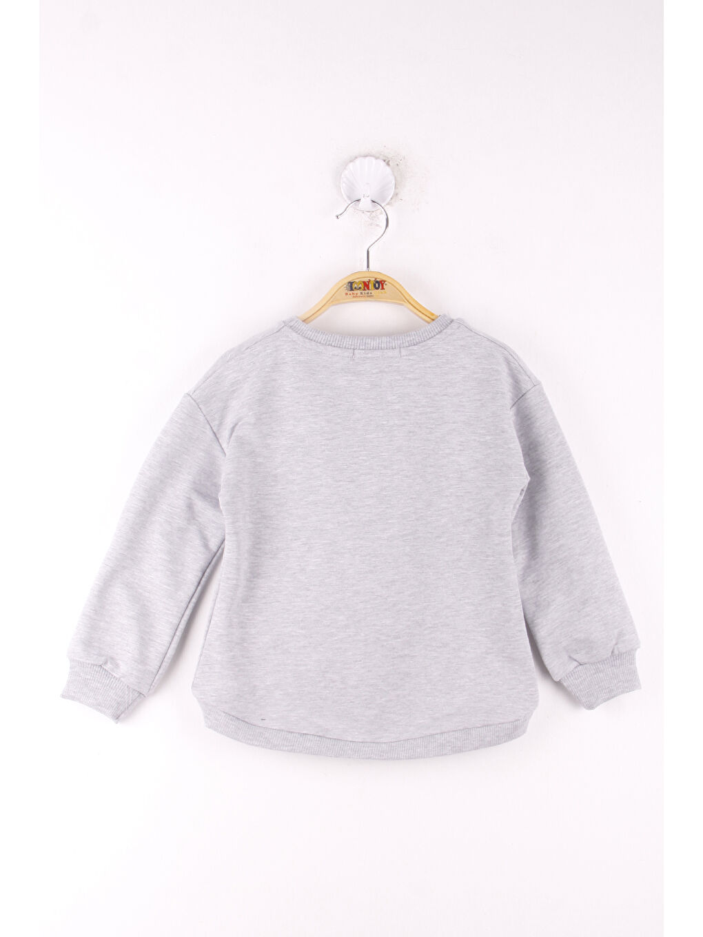 Gri Kız Çocuk Kedi Baskılı Sweatshirt-1