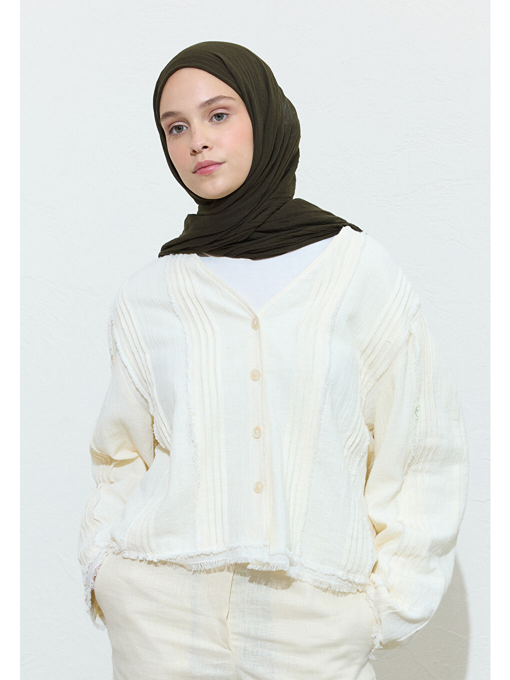 Yeşil Pamuklu Keten Şal Onıgırı-3