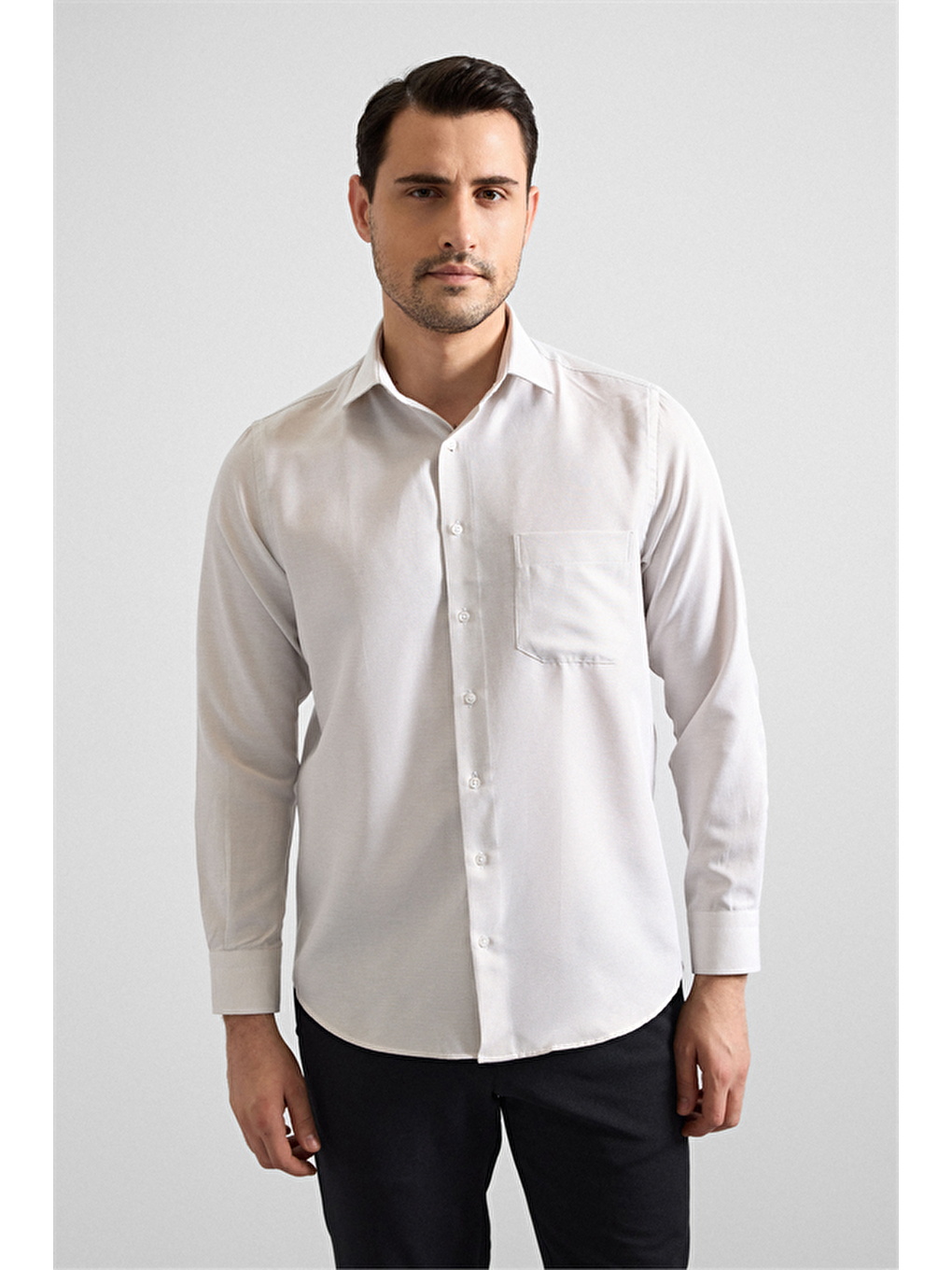 Bej Regular Klasik Yaka Casual Gömlek