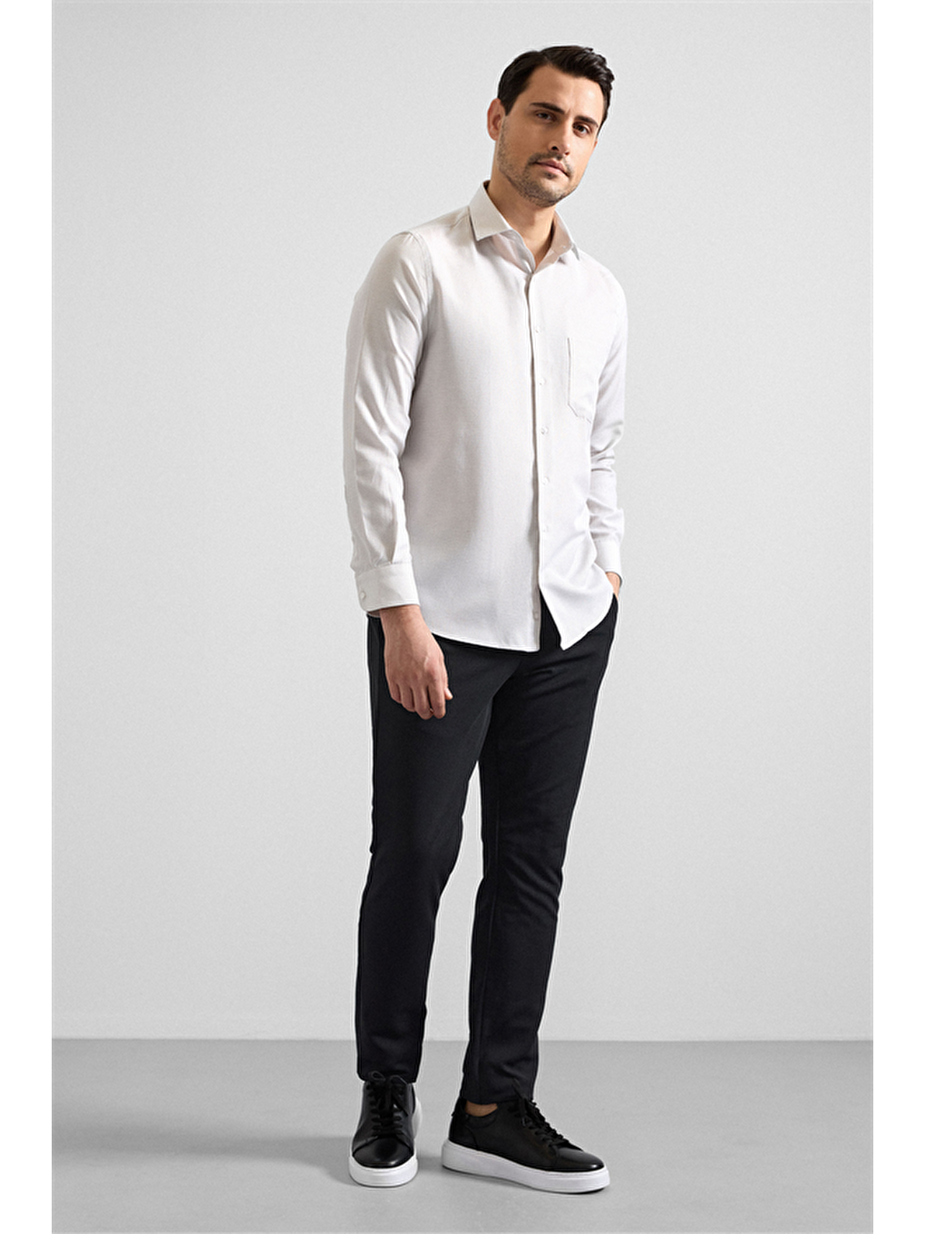 Bej Regular Klasik Yaka Casual Gömlek-4