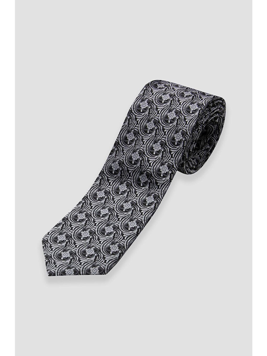 Kravat 8 Cm Mikrofiber Polyester Siyah Erkek Desenli Kravat