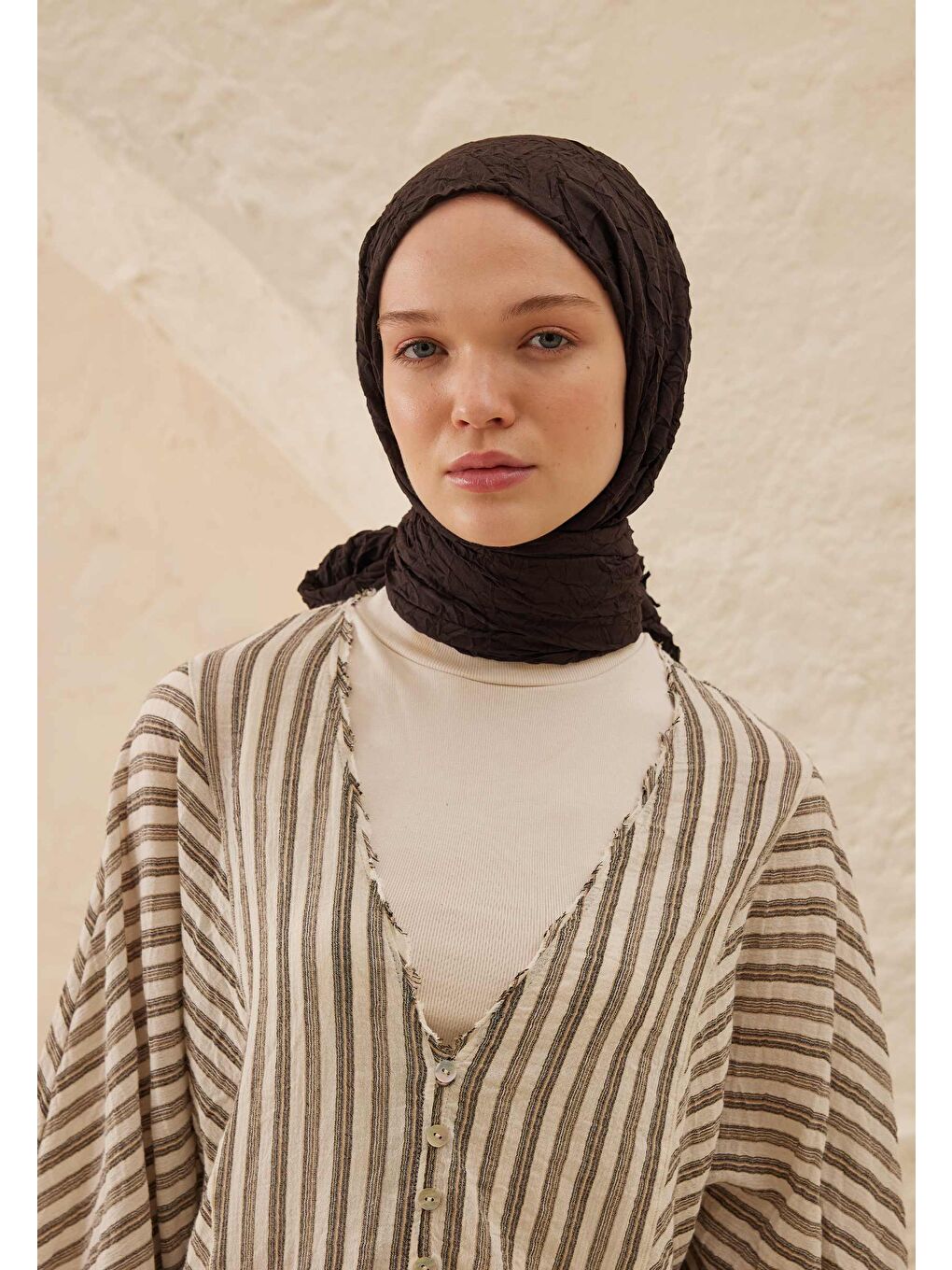 Kahverengi Vual Crash Şal Bitter